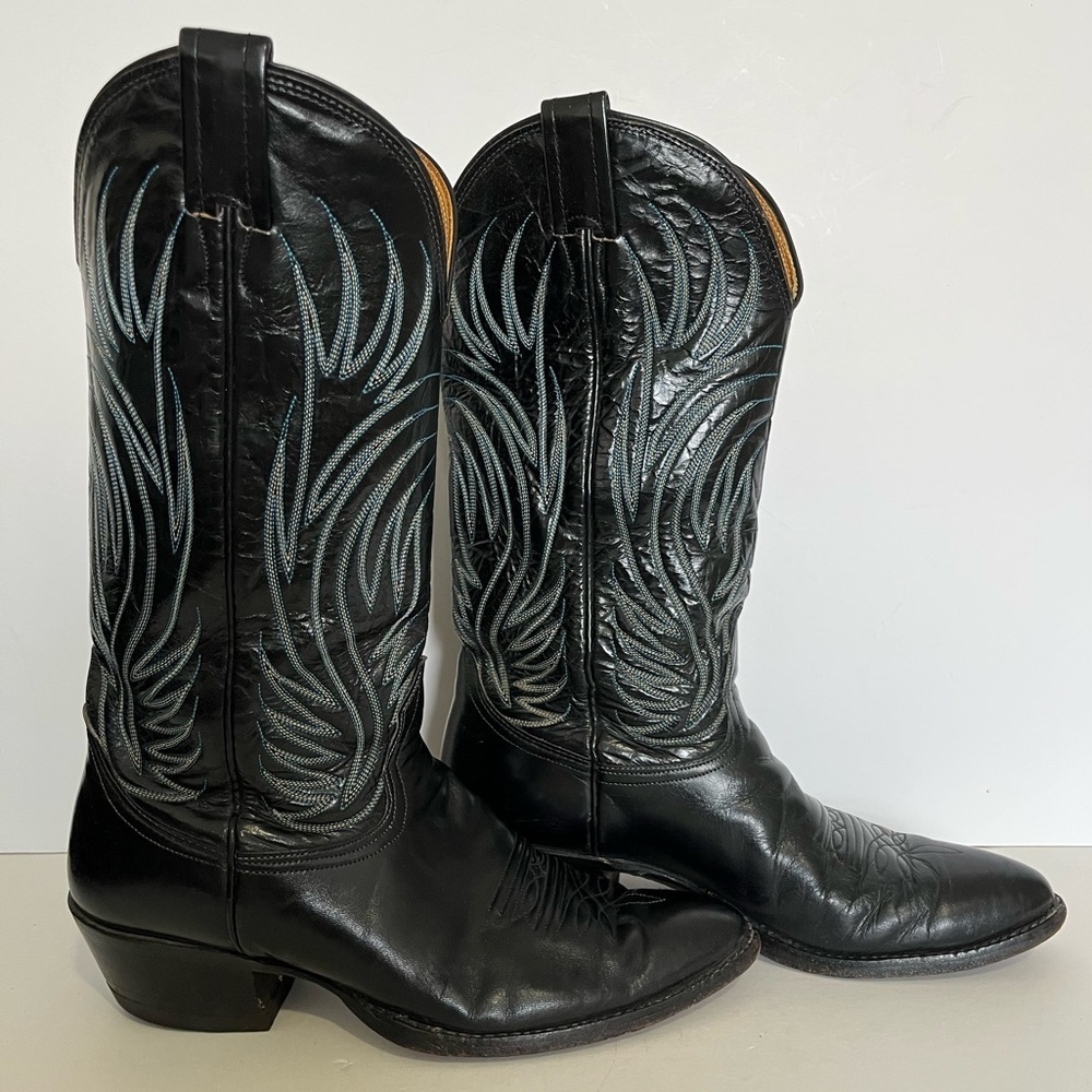 Nocona Men's Black Pointed Toe Cowboy Western Boots Size 8.5D - Picture 4 of 10
